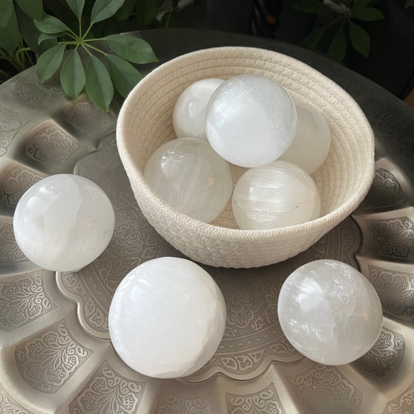 overthemoon2020 Other - Medium Selenite Sphere with Light Stand (One)